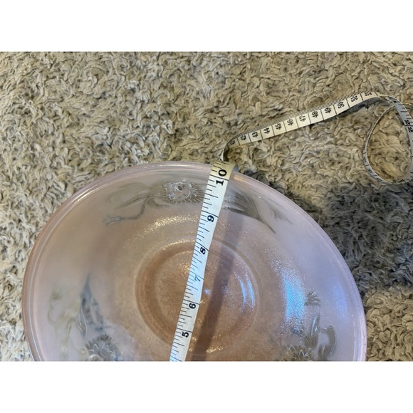 Vintage Pink Frosted Glass Floral Ceiling Light Shade 10.25in Pink Good 3-Hole - Picture 7 of 7